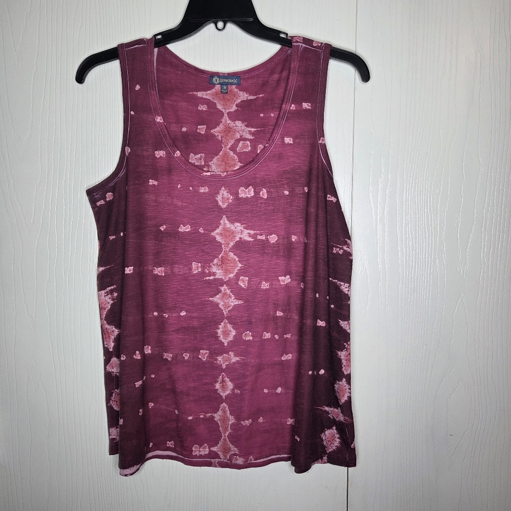 Democracy Women's Pink Tie-Dye Scoop Neck Tank-Size M
